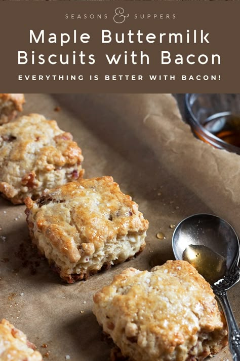 Maple Syrup Biscuits, Maple Biscuits Recipe, Buttermilk Biscuit Muffins, Bacon Biscuits Breakfast, Maple Bacon Biscuits, Maple Street Biscuit Company Copycat, Buttermilk Recipes Breakfast, Fall Biscuits, Maple Bacon Scones