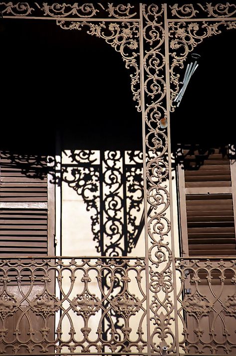 Fleur De Lis Iron Railing, New Orleans Balconies, New Orleans Wrought Iron, French Quarter Balcony, New Orleans Iron Work, New Orleans Aesthetic French Quarter, New Orleans Balcony, Wrought Iron Porch Railings, Porch Appeal