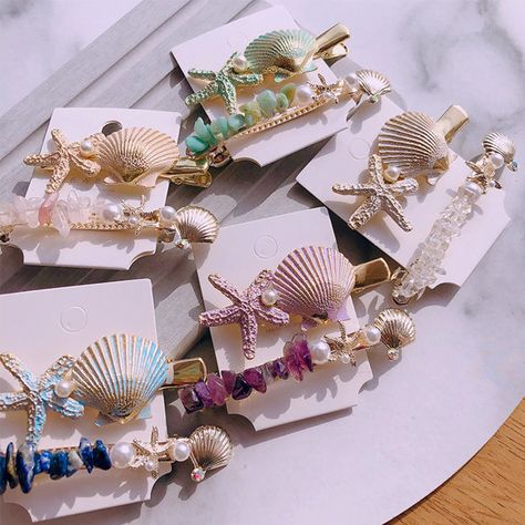 Starfish Hair Clip, Pearl Barrette, Hanging Closet Organizer, Hair Grips, Apollo Box, Seashell Crafts, Shell Crafts, Diy Hair Accessories, Diy Schmuck