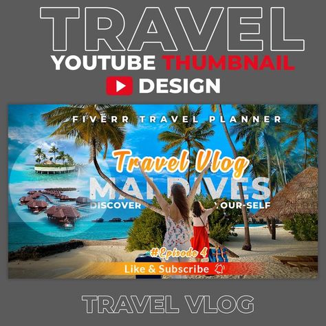 youtube thumbnail design Vlog Thumbnail, Design Exploration, Start Youtube Channel, Youtube Thumbnail Design, Thumbnail Sketches, Maldives Travel, Thumbnail Design, Travel Vlog, Youtube Thumbnail