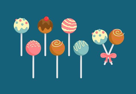 FREE CAKE POP VECTOR Cake Pop Tattoo, Cake Pop Illustration, Cake Pop Drawing, Cake Infographic, Cake Pop Logo, Cake Reference, Cake Pop Designs, Baking Logo Design, Pop Cake