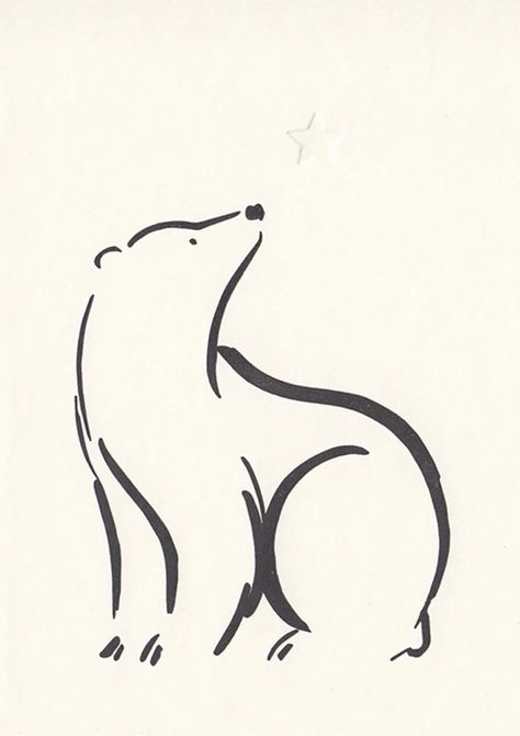 Bear Looking Up Drawing, Pola Bear Tattoo, Simple Polar Bear Tattoo, Polar Bear Line Art, Simple Polar Bear Drawing, Polar Bear Line Drawing, Sitting Bear Drawing, Bear Doodle Easy, Polar Bear Drawing Easy