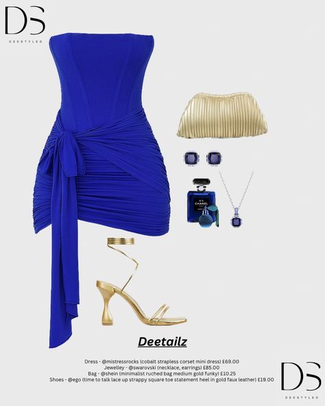 Royal Blue Summer Outfits, Blue Dress Birthday Outfit, Blue Birthday Dress Black Women, Guy Hoco Outfits, Stylish Birthday Outfits, Blue Birthday Dress, Birthday Outfit Blue, Hoco Outfits, Gala Outfits