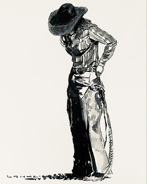 #cowgirl #ink #sketch #art #cowboys #inked Cowgirl Dark Aesthetic, Post Apocalyptic Art Cowboy, Cowboy On Horse Reference, Cowboy Pose Drawing Reference, Cowboy Poncho Art, Wild West Sketch, Female Cowboy Art, God Reference Poses, Cowgirl Pose Reference