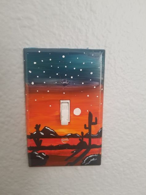 This is the most recent one I did. Have one more to do. Easy to do. Used acrylic paint for this. Outlet Painting Ideas Aesthetic, Light Switch Painting Ideas Easy, Outlet Painting Ideas Easy, Light Switch Painting, Switch Painting, Outlet Painting Ideas, Outlet Ideas, Light Switch Art, Light Switch Covers Diy