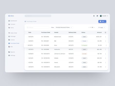 Purchase Order Table by Zunaid Aslam Membership Design, Sharepoint Design, Table Ui, Ui System, Desain Ux, Inventory Management System, Order Management System, Excel Dashboard, Website Interface