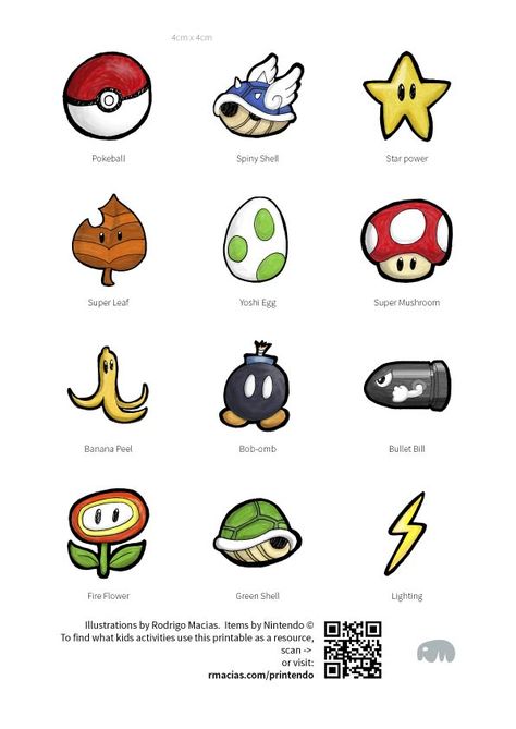 Hand-drawn Nintendo Items: Free Printables | - Box of Ideas How To Draw Super Mario Characters, Kids Games Ideas, Nintendo Crafts, Mario Design, Mario Crafts, Nintendo Party, Super Mario Bros Party, Mario Bros Party, Diy Kids Games