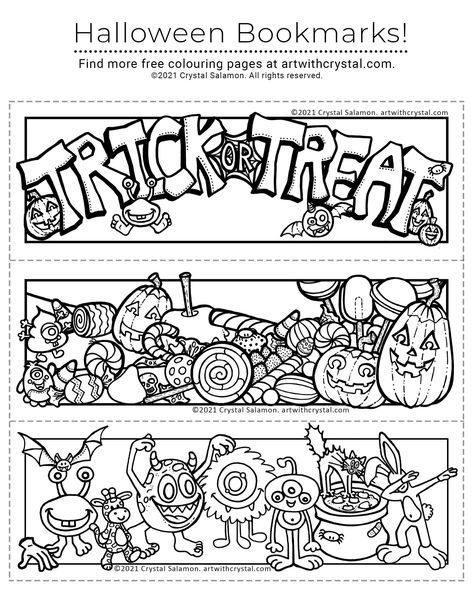 Halloween Bookmarks - FREE Printable - Art With Crystal Free Printable Halloween Bookmarks To Color, Free Halloween Bookmark Printables, Black And White Bookmarks Free Printable, Halloween Bookmarks Free Printable, Halloween Bookmarks To Color, Printable Halloween Bookmarks, Bookmarks Halloween, Bookmarks To Print, Bookmarks To Color