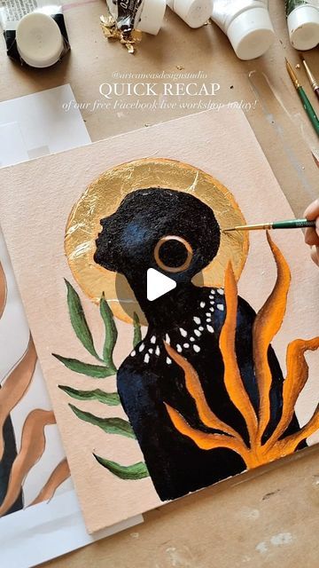 Art Canvas Design Studio ® on Instagram: "Gold & Gorgeous! 🫰🏻  Quick recap video of our gold foil free Facebook live workshop today!!! - FULL TUTORIAL POSTED TO OUR YOUTUBE CHANNEL ❤️  #gold #facebook #facebooklive #free #freetutorial #tutorial #goldfoil #abstractart #abtract #acrylic #acrylicpainting #workshop #online" Gold Foil Acrylic Painting, Gold Paper Painting, Gold Foil Art Diy, Gold Foil Art Canvas, Painting With Gold Foil, Gold Foil Painting, Recap Video, Embroidered Canvas Art, Wall Art Tutorial