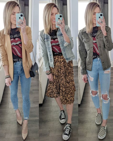 Rolling Stones Outfit Ideas, Rolling Stones Concert Outfit Ideas, Rolling Stones Concert Outfit, Rolling Stones Tshirt Outfit, Concert Shirt Outfit, Rolling Stones Outfit, Concert Outfit Plus Size, Rolling Stones Tshirt, Rolling Stones Concert