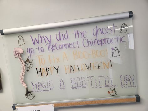 Halloween Chiropractic Jokes, October Chiropractic Boards, Fall Chiropractic Quotes, Chiropractic Office Ideas, Fall Chiropractic Boards, Chiropractic Marketing, Chiropractic Quotes, Thanksgiving Bulletin Boards, Halloween Post