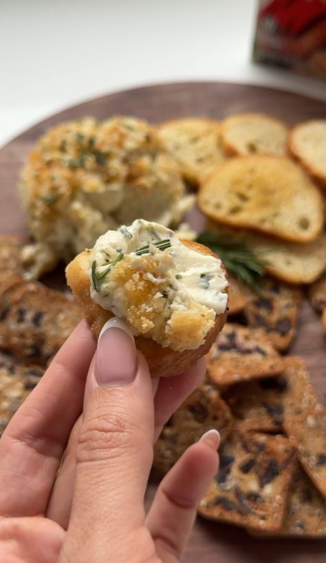 Crispy Baked Boursin with Hot Honey — ConVino Board Crispy Baked Boursin With Spicy Honey, Boursin Dip, Baked Boursin, Boursin Cheese, Hot Honey, Panko Bread Crumbs, Cheese Crackers, Fresh Rosemary, Cheese Eggs