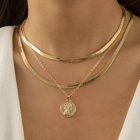 Reposhing This Item I Purchased From @Cuttewears. Gold Plated Questions? Leave A Comment Below! Layered Gold Necklaces, Wedding Rose, Layered Choker Necklace, Gift Bracelet, Coin Pendant Necklace, Engagement Band, Choker Necklace Set, Chain Fashion, Jewelry Lookbook