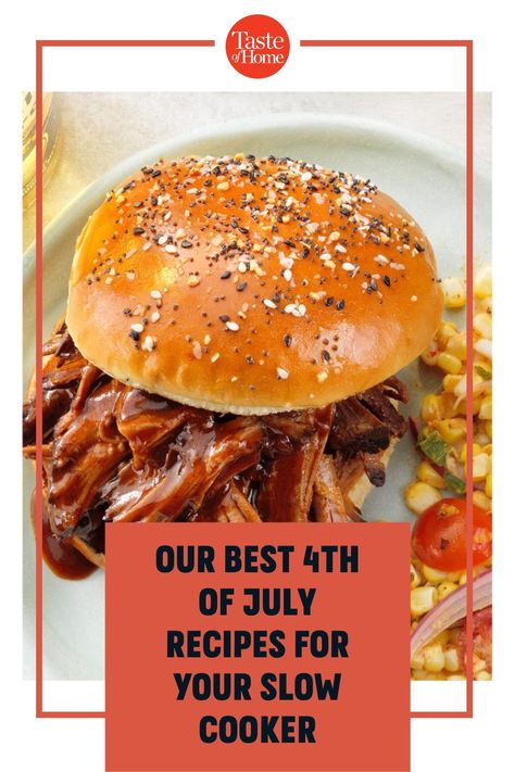 Fourth Of July Crock Pot Recipes, 4th Of July Food Crockpot, 4th Of July Crockpot Recipes, 4th Of July Fun, Pulled Chicken Recipes, Crockpot Lunch, 4th July Food, 4th Of July Recipes, Bbq Chicken Sliders