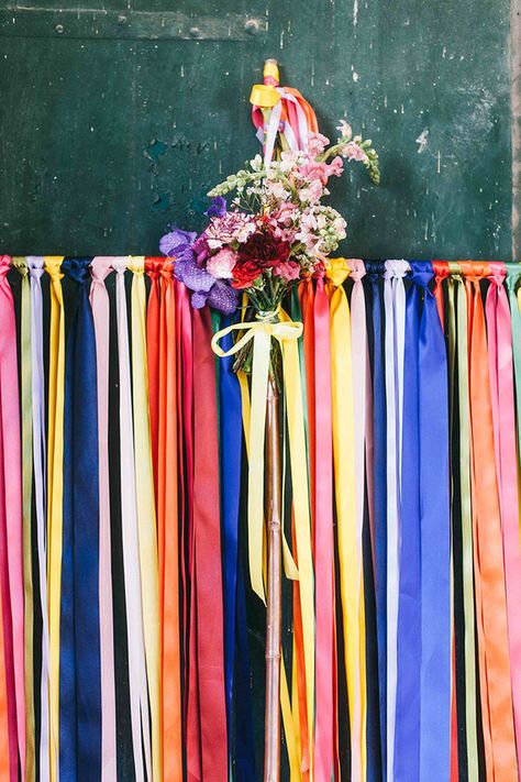 Italian Summer Wedding, Colourful Weddings, Weddings In Italy, Italian Party, Colorful Eclectic, Colorful Ribbon, Curtain Backdrops, Ribbon Wedding, Wedding Party Ideas