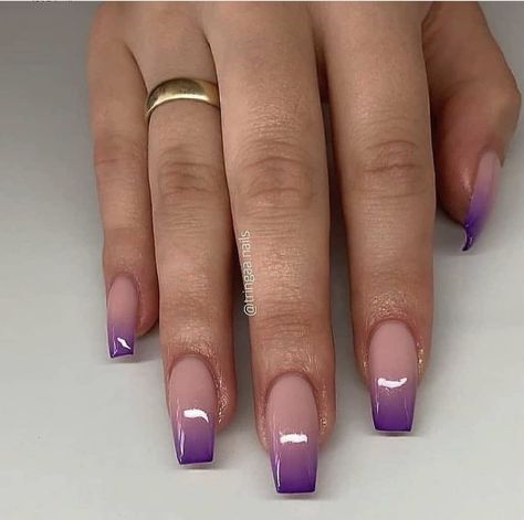 Ongles Gel Violet, Lemon Nails, Purple Ombre Nails, Purple Nail Designs, Nude Nail Designs, Ombre Acrylic Nails, Almond Shape Nails, Her Nails, Acrylic Nails Coffin