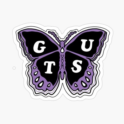 Guts Stickers, Olivia Rodrigo Butterfly, Guts Olivia Rodrigo, Olivia + Core + Aesthetic, Butterfly Magnet, Preppy Stickers, Cute Laptop Stickers, Good Notes, Cool Stickers