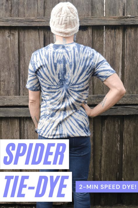 Spider Tie Dye, Tye Dye Patterns Diy Easy, Bleach Tie Dye Diy Patterns, Spider Web Tye Dye, Tshirt Modification, Bleach Tie Dye Halloween Shirts, Spider Tie Dye Technique, Halloween Tye Dye Shirt, Skull Tie Dye Diy