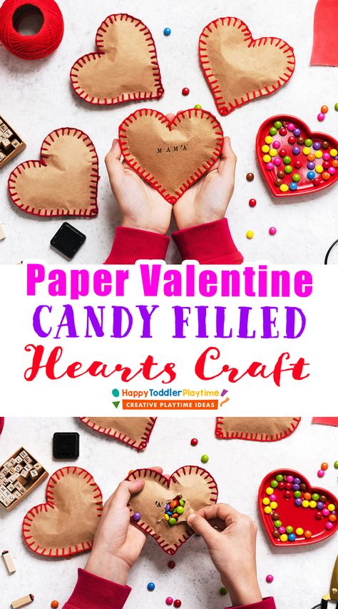 Candy Heart Crafts, Candy Heart Valentines, Sweetheart Candy Crafts For Kids, Crafts With Candy Hearts, Conversation Heart Crafts For Kids, Candy Hearts Crafts, Valentines Heart Candy, Valentines Dyi, Hearts Paper Crafts