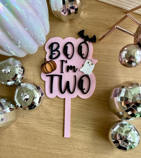 Boo I'm Two Birthday Topper, Halloween Custom Cake Topper, Personalize Colors For Your Cake Boo Is Turning Two Cake, Boo I'm Two Birthday, Boo I’m Turning Two Cake, Our Boo Is Turning Two Decorations, Boo I’m Two Birthday Party, Boo Im Two, Spooky One Cake Topper, Topper Halloween, Birthday Topper