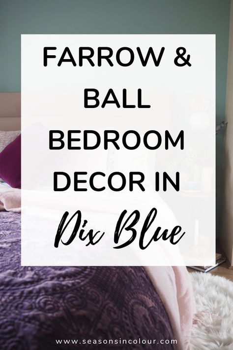 Bedroom painted in Farrow and Ball Dix Blue with pink accents. How to create a luxurious bedroom decor using texture and colour. Bedroom Inspirations Farrow And Ball, Dix Blue Bedroom Farrow Ball, Dix Blue Farrow And Ball, Farrow And Ball Dix Blue, Luxurious Bedroom Decor, Colour Bedroom, Farrow And Ball Bedroom, John Lewis Home, Dix Blue