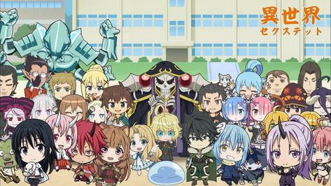 Isekai quartet If they add shield and slime Slime Theme, Isekai Quartet, Fan Anime, Anime Base, Anime Fandom, Fan Comic, Cartoon Crossovers, Comic Games, Bendy And The Ink Machine