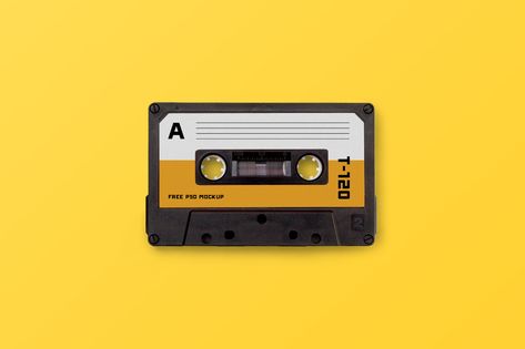 Tape Music, Rs Logo, Graphic Design Freebies, Fusion Design, Wallpaper Laptop, Mockup Downloads, Yellow Aesthetic, Free Graphics, Cassette Tape