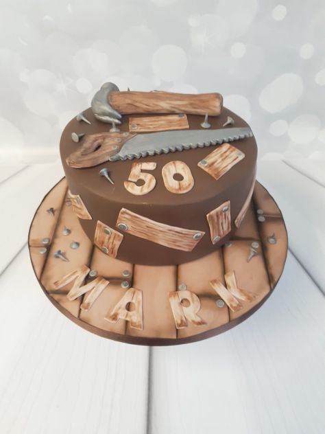 50th Birthday Cakes, Farm Cakes, 50 Cake, 70th Birthday Cake, Dad Birthday Cakes, Carpentry And Joinery, Farm Cake, Adult Birthday Cakes, Wood Cake