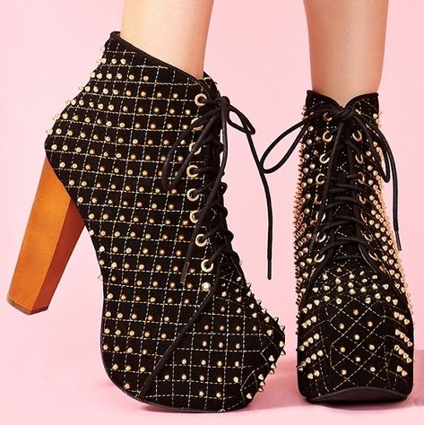 Jeffrey Campbell Quilted Studded Lita Quilted Shoes, Jeffrey Campbell Lita, Chunky Heels Boots, Studded Boots, Women Shoes Online, Platform Heels Chunky, Jeffrey Campbell Shoes, Crazy Shoes, Dream Shoes