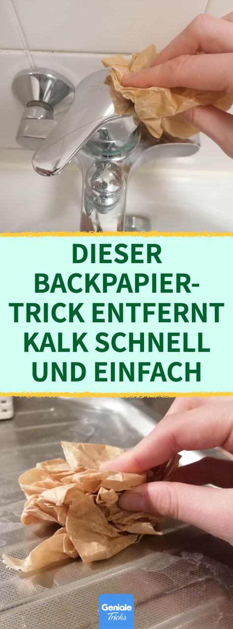 Dieser Backpapier-Trick entfernt Kalk schnell und einfach. Backpapier-Trick: So einfach lässt sich Kalk entfernen. Genialer Putztrick mit Backpapier bringt Badezimmer und Küche zum Strahlen. Backpapier ist ein echter Alleskönner im Haushalt und hilft sogar dabei, Kalk zu entfernen. Dieser Haushaltstrick zeigt, wie es funktioniert. Beautiful Crafts, Organisation Hacks, Pinterest Diy, Clever Hacks, Organize Your Life, Diy Hacks, Funny Pins, Growing Old, 5 Minute Crafts