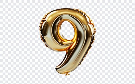 Gold Foil Balloon Number 9 PNG Graphic Design Inspiration Poster, Inspiration Poster, Gold Foil Balloons, Number 9, Number Balloons, Floral Letters, Graphic Elements, Graphic Design Projects, Free Vectors