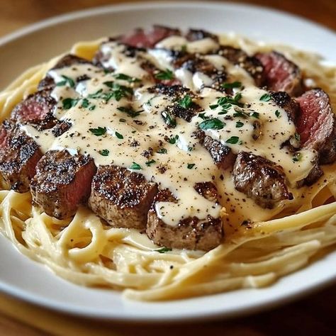 Chef gordon Ramsay recipes | Steak Gorgonzola Alfredo Recipe | Facebook Steak Gorgonzola Alfredo, Gorgonzola Alfredo, Steak Gorgonzola, Gordon Ramsay Recipes, Balsamic Steak, Recipes Steak, Gordon Ramsay Recipe, Steak Pasta, Grandma's Recipes