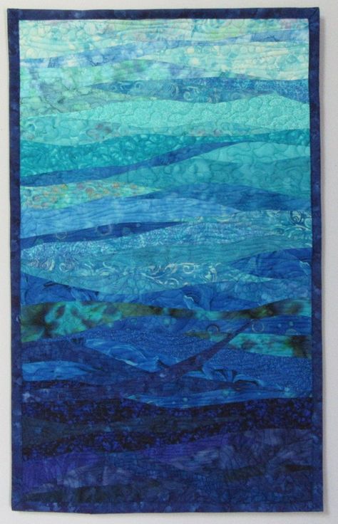 Circles and Curves Gallery - Art Quilts by Sharon Quilt Landscape, Seascape Quilts, Abstract Art Quilt, Mermaid Quilt, Ocean Quilt, Sky Quilt, Landscape Ocean, Ocean Beauty, Beach Quilt