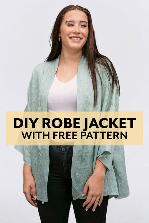 Robe Jacket tutorial and free pattern from Peppermint Peppermint Pattern Free Sewing, Easy Jacket Pattern Sewing, Bed Jacket Pattern Free, Kimono Jacket Pattern Free, Kimono Pattern Free, Kimono Jacket Sewing Pattern, Kimono Jacket Pattern, Jacket Tutorial, Kimono Sewing Pattern