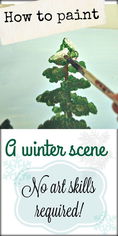 how to paint a winter scene no art skills required! Great for painting parties! Paint A Snowflake, Winter Scene Paintings, Painting Parties, Art Skills, Winter Szenen, Scene Art, Winter Painting, Art Instructions, Jackson Pollock