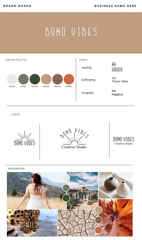 Colour Palette With Hex Codes, Boho Colour Palette, Boho Brand, Hex Codes, Brand Fonts, Brand Kit, Branding Kit, Colorful Boho, Business Branding