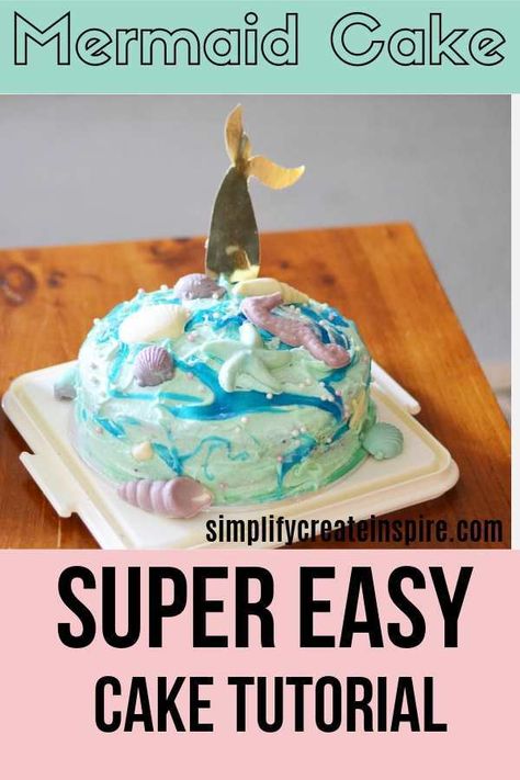 Having a mermaid birthday party? No need to panic - this is the easiest DIY mermaid cake ever and anyone can make it! It may not be the prettiest in the world, but save yourself the stress of trying to create the perfect girls birthday cake at home! Find the full cake tutorial and delight your kids with their themed birthday party #mermaidparty #mermaidcake Simple Mermaid Cake, Diy Mermaid Cake, Easy Mermaid Cake, Fancy Cake Decorating, Ocean Cake, Kids Party Planning, Edible Slime, Ocean Cakes, Diy Mermaid