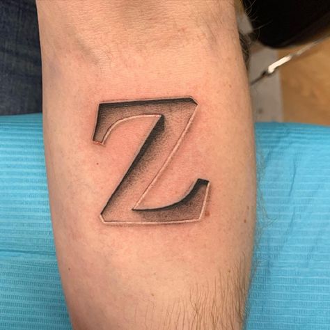 Z Letter Tattoo With 3d Effect Letter D Tattoo, Initial Tattoos, Letters Tattoo, J Tattoo, Shadow Tattoo, Latest Tattoo Design, Z Letter, Letter Tattoo, Z Tattoo