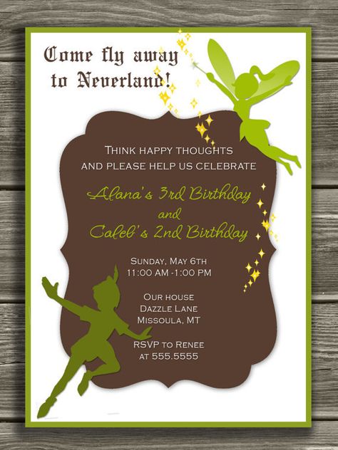 Peter Pan and Tinkerbell Mini Party Package. $12.00, via Etsy. Tinkerbell Invitations, Tinkerbell Birthday, Peter Pan Neverland, Peter Pan Party, Peter Pan And Tinkerbell, Tinkerbell Party, Pixie Hollow, Free Thank You Cards, Fairy Birthday Party