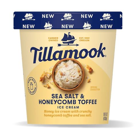 Honeycomb Toffee, Tillamook Ice Cream, Toffee Ice Cream, Honeycomb Candy, Toffee Popcorn, Ice Cream Pint, Ice Cream Novelties, Honey Ice Cream, Fudge Ice Cream