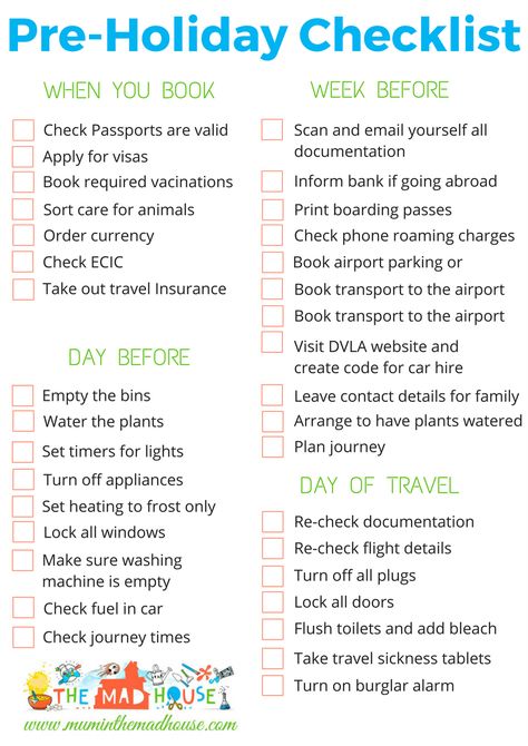 Pre Holiday To do List.  Make packing for holidays and vacations a breeze with this comprehensive pre-holicay to do list Holiday Prep Beauty List, Holiday Prep List, Holiday To Do List, Holiday Must Haves, Packing List Spring, Top Family Vacations, Holiday Packing Lists, French Trip, Cyprus Holiday