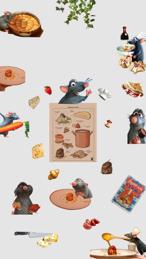 #ratatoullie Ratatouille Wallpaper Aesthetic, Ratatouille Aesthetic, Ratatouille Wallpaper, Disney Sticker, Disney Home, Disney Cruise, Cute Disney, Food Illustrations, Disney Wallpaper