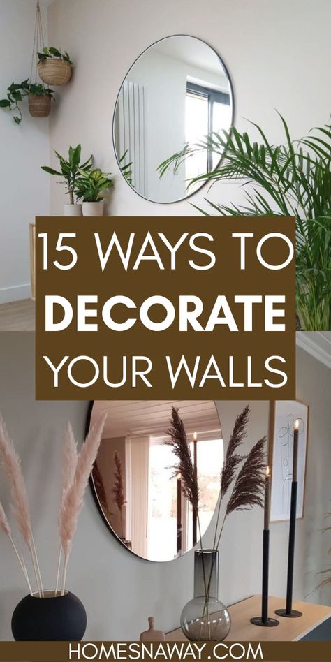 Wall With Clock Ideas Decor, Circle Mirror Above Couch, Decorating With Round Mirrors, Round Mirror Wall Decor Living Room, Mirror And Shelves On Wall, Decorating With Mirrors In Living Room, Circle Mirrors On Wall Living Room, Gallery Wall With Round Mirror, Mirror And Shelf Wall Decor