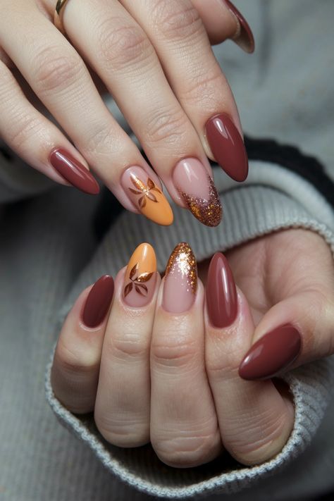 Elevate your autumn look with these sparkling glitter ombre nails, a perfect blend of elegance and seasonal charm. As leaves change, let your nails dazzle with warm hues transitioning from deep oranges to rich burgundies, topped off with a glimmering layer of fine glitter. These stunning fall nail ideas are sure to make a statement at any gathering! Embrace the beauty of fall with this eye-catching style. #FallNailIdeas #GlitterNails #OmbreNails Glitter Ombre Nails, Orange Ombre Nails, Almond Acrylic, Fall Nail Ideas, Ombre Nails Glitter, Autumn Look, Sweater Nails, Orange Ombre, Unique Fall