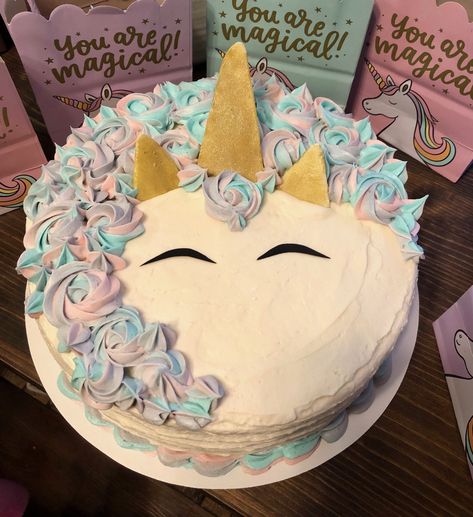 Unicorn Flat Cake, Flat Unicorn Cake, Chocolate Unicorn Cake, Simple Unicorn Cake Design, Simple Unicorn Cake, Unicorn Cake Design, One Layer Cakes, 6th Birthday Cakes, Flat Cakes