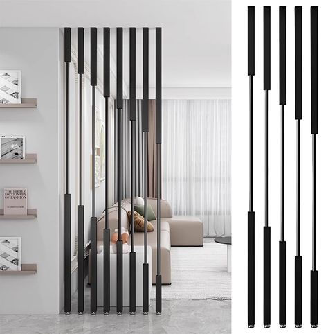 PRICES MAY VARY. 🧱【Wrought Iron Material】The room divider post is made of 2.5cm in diameter (1inch) and square 5x5cm (2x2in) heavy duty wrought iron, with environmentally friendly odorless paint attached to the surface, which is waterproof, moisture-proof, wear -resistant and scratch-resistant on the surface, with a single post loading capacity of about 500kg (1120lb), which usually lasts for 5-8 years without breakdown. 🧱【0-100% Privacy】Partitions room dividers pillar is different from genera Room Divider Ideas Diy Cheap, Room Separation, Curtain Partition, Minimalist Apartment Decor, Privacy Partition, Glass Partition Wall, Partition Curtain, Wall Partition, Modern Room Divider