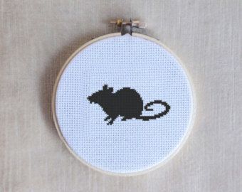 40% OFF code: CYBERMONDAY40 Mouse Silhouette Cross by kattuna Rat Cross Stitch, Spooky Stitch, Halloween Bookshelf, Spider Silhouette, Rat Silhouette, Mouse Silhouette, Fancy Rat, Easy Cross Stitch Patterns, Cross Stitch For Kids