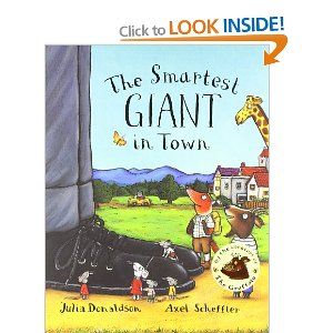 Rs. 200. The Smartest Giant in Town - Julia Donaldson, Axel Sheffler, Macmillan, Boardbook, 32 pages.  With smart trousers, shirt, stripy tie and shiny shoes, George is a new giant. But on his way home, he meets various animals who need his help... and his clothes! The Smartest Giant In Town, Julia Donaldson Books, Axel Scheffler, Gruffalo's Child, Julia Donaldson, The Gruffalo, Read Aloud Books, English Reading, Preschool Books