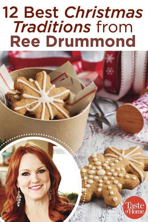 12 Best Christmas Traditions from Ree Drummond Pioneer Woman Christmas Cake Cookies, Ree Drummond Cookies, Christmas Cake Cookies Pioneer Woman, Ree Drummond Recipes Holiday, Food Network Christmas Cookies, Ree Drummond Recipes Desserts, Pioneer Woman Christmas Cookies, Pioneer Woman Sugar Cookies Recipe, Pioneer Woman Holiday Recipes