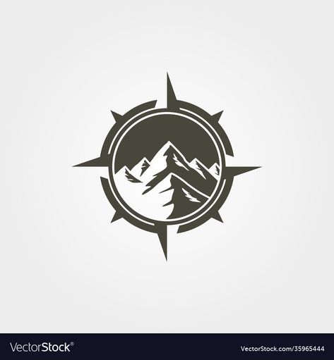 Compass Mountain, Outdoor Logo, Outdoor Logos, Yin Yang Tattoos, Presentation Design Layout, Fashion Banner, Wood Wall Art Diy, Mountain Logos, Photo Logo Design